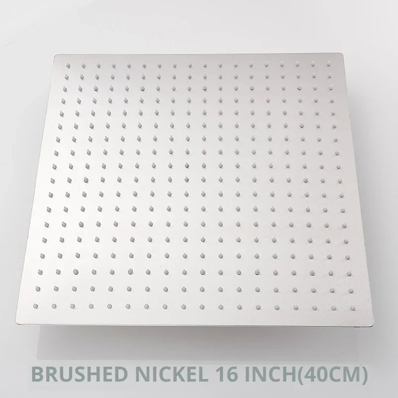 DecorBites™ 16 Inch Stainless Steel Chrome Square Rainfall Shower Head for Bathroom
