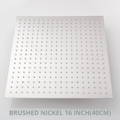 DecorBites™ 16 Inch Stainless Steel Chrome Square Rainfall Shower Head for Bathroom