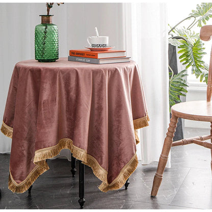 DecorBites™ Gold Velvet Wedding Table Cloth - Premium American Retro Decor