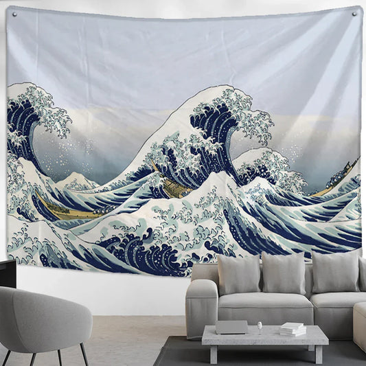 Decobites Kanagawa Wave Bohemian Tapestry Wall Hanging: Aesthetic Room Decor