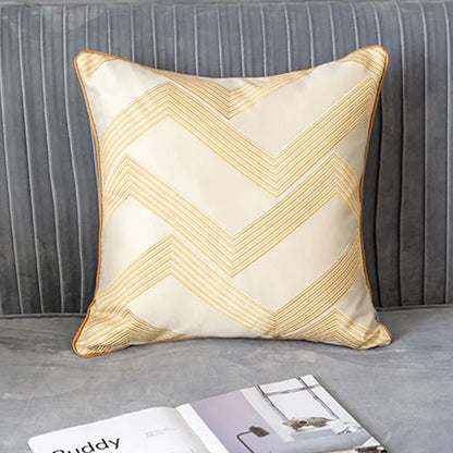 DecorBites™ Gold Geometry Cut Velvet Embroidered Lumbar Pillow Cover Chic Style 35x50cm