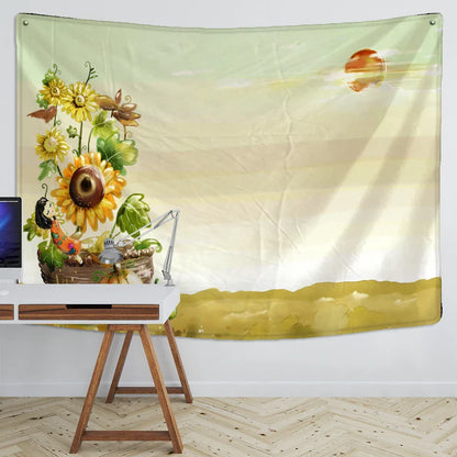 Sunflower Sunshine Tapestry by Decobites - Large Fabric Wall Hanging Decor for Bedroom