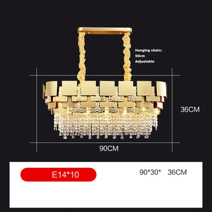 DecorBites™ Golden Crystal Stainless Steel Pendant Light for Stylish Foyer