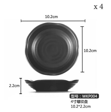 طقم أطباق وأطباق صلصة غمس بلاستيكية من الميلامين الأسود من DecorBites™ - عبوة من 4 قطع