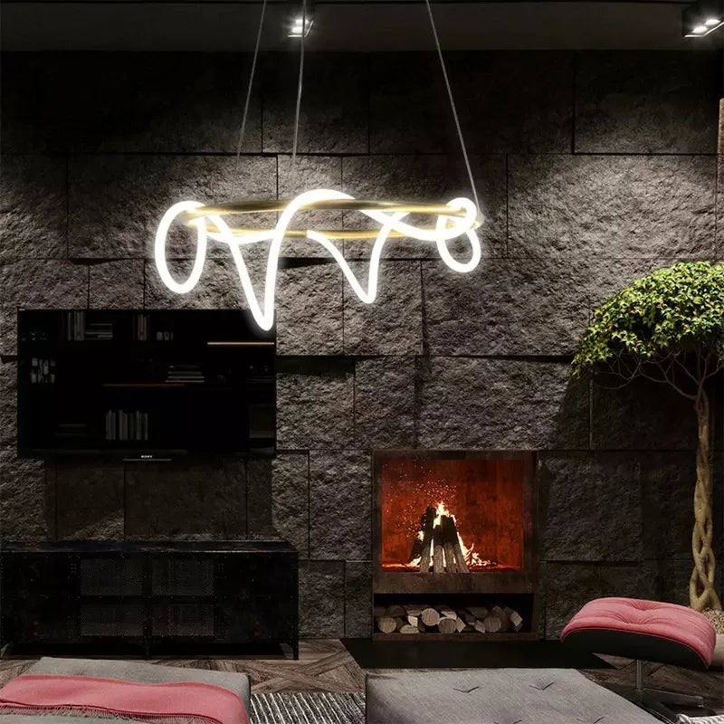 DecorBites™ Lines Chandelier: Modern Designer Lighting for Living Room, Dining, and Bar