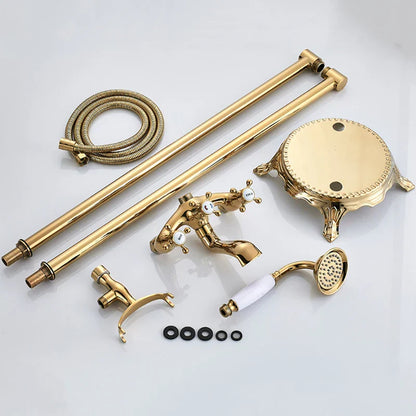 Grifo de ducha para bañera con patas de garra DecorBites™ de doble manija, mezclador independiente pulido dorado