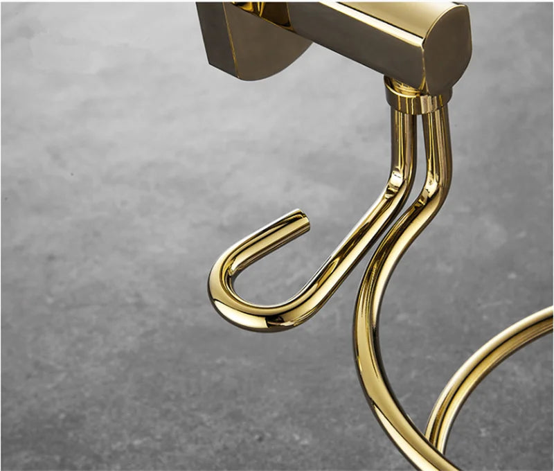 DecorBites™ Hair Care Organizer Wall Shelf - Gold Hair Dryer & Straightener Holder Rack