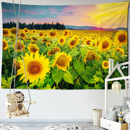 Sunflower Sunshine Tapestry by Decobites - Large Fabric Wall Hanging Decor for Bedroom