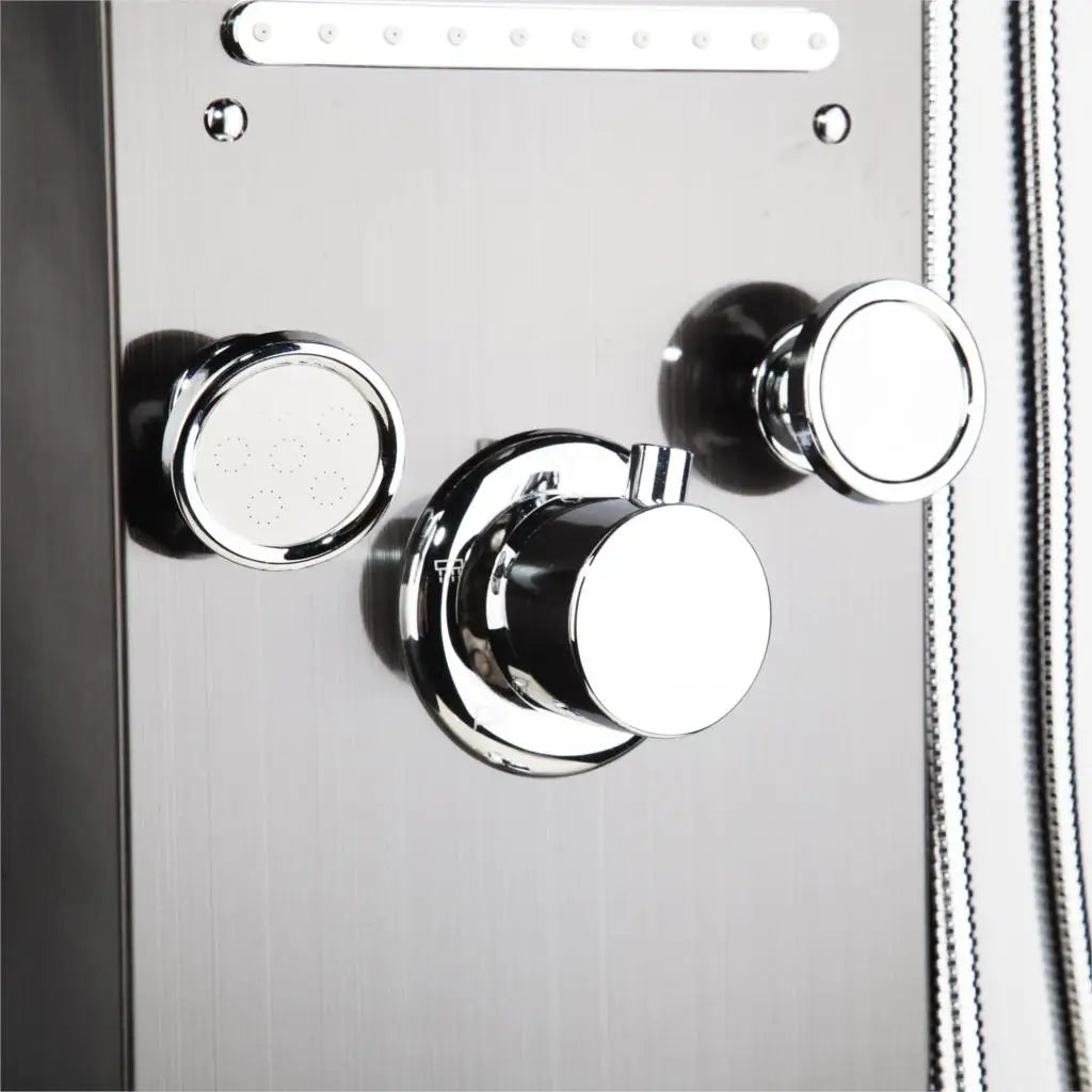 DecorBites™ Dark Grey LED Shower Panel Column with Rainfall Waterfall Spa Jets