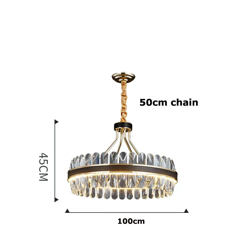 DecorBites™ Gold Stainless Steel Crystal Chandelier for Dinning Room