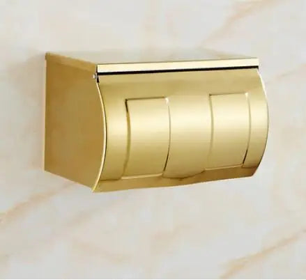 DecorBites™ Gold Brass Bath Hardware Set: Towel Rack, Paper Holder, Toilet Brush Holder, Towel Ranger, Hooks