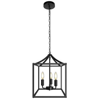 DecorBites™ Black Farmhouse Chandelier for Dining Kitchen Living Room E14 Lamp