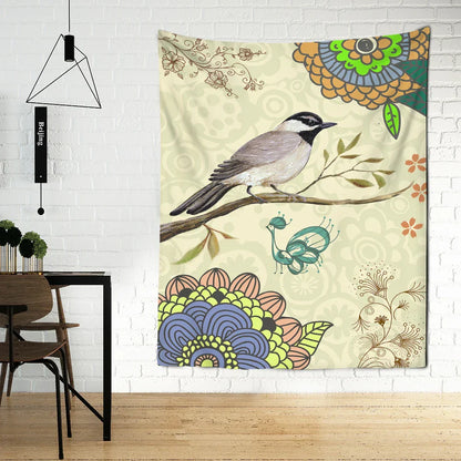 Decobites Flower Bird Chinese Painting Tapestry Wall Hanging Bohemian Style Home Decor