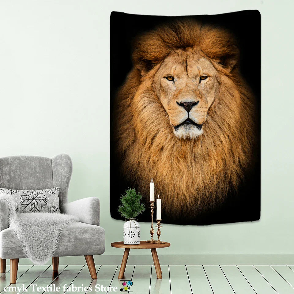 Decobites Lion World Tapestry Hanging Cloth Home Decor Fabric Art Wall Hanging