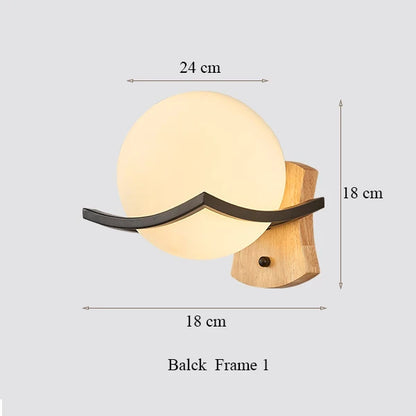 DecorBites™ Japanese Moon Wood Wall Lamp - Minimalist Design - LED Sconce Lights