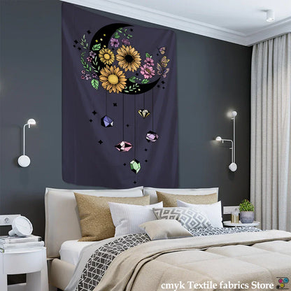 Decobites Moon Flower Tarot Tapestry Wall Hanging Bohemian Hippie Home Decor