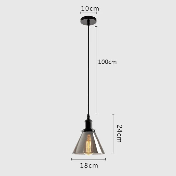 DecorBites™ Gray Glass Pendant Light for Bar Stair Dining Room E27 Edison Lamp Lighting