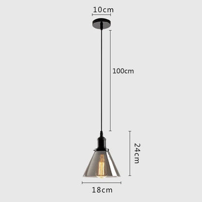 DecorBites™ Gray Glass Pendant Light for Bar Stair Dining Room E27 Edison Lamp Lighting