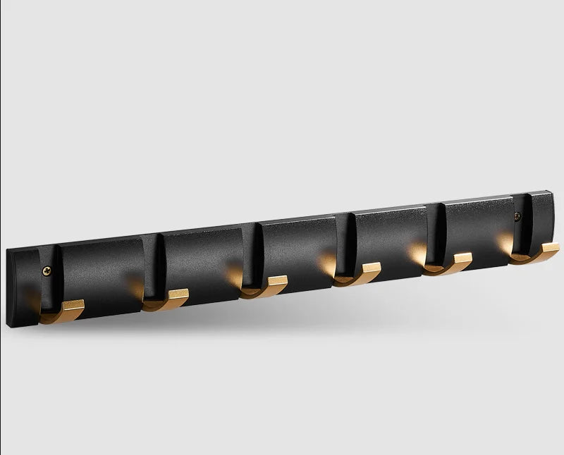 خطاف رداء قابل للطي من الألومنيوم من DecorBites™ باللون الأسود والذهبي، يُعلق على الحائط، ويُعلق على باب المطبخ