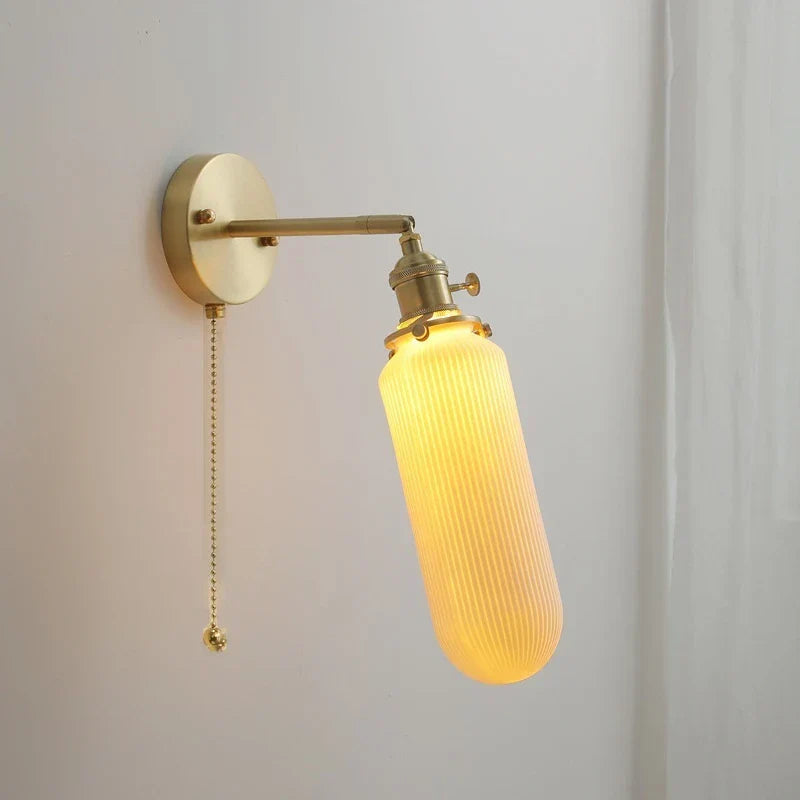DecorBites™ Copper Ceramic Wall Sconce Pull Chain LED Wall Light