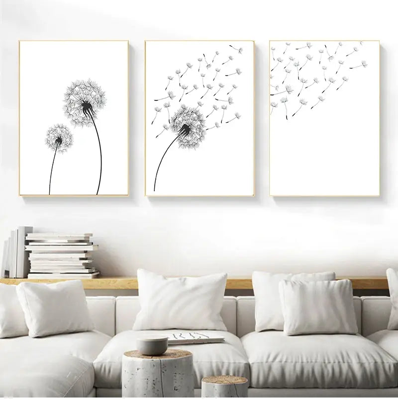 DecorBites™ ’Minimalist Dandelion Canvas Wall Art Set’