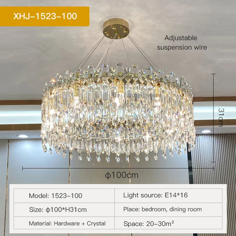 DecorBites™ Crystal Chandelier: Luxe LED Living Room Decoration