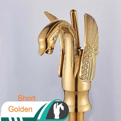 DecorBites™ Golden Swan Bathroom Mixer Faucet - Deck Mount Basin Tap with One Handle