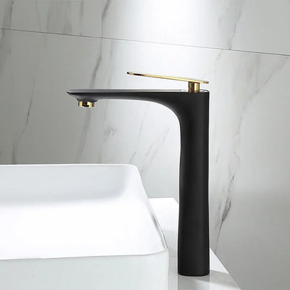DecorBites™ Black & Gold Basin Faucet | Bathroom Sink Tap Hot Cold Mixer Tap