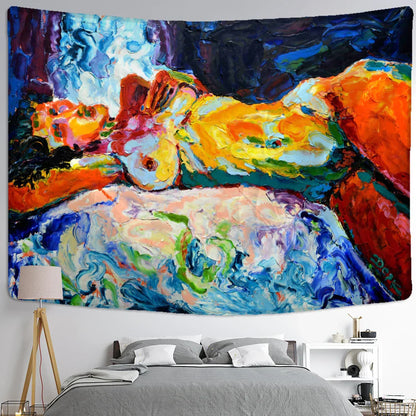 Decobites Psychedelic Witchcraft Oil Painting Tapestry for Bohemian Home Decor