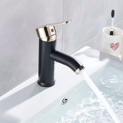 Grifo monomando DecorBites™ negro y dorado para lavabo de encimera