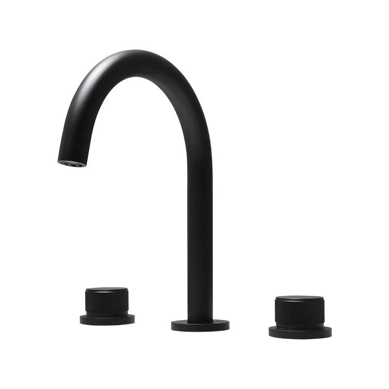 DecorBites™ Black & Brushed Gold Basin Faucets: Total Brass 3-Hole Waterfall Sink Faucet