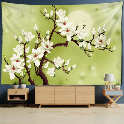 Decobites Flower Bird Chinese Painting Tapestry Wall Hanging Bohemian Style Home Decor