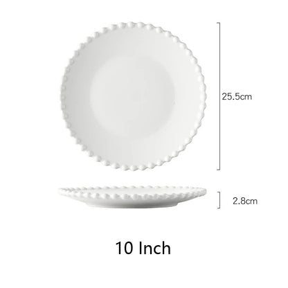 DecorBites™ Heart Shaped Pearl Dinner Plate Set - Elegant Porcelain Tableware for Salad, Soup, Steak