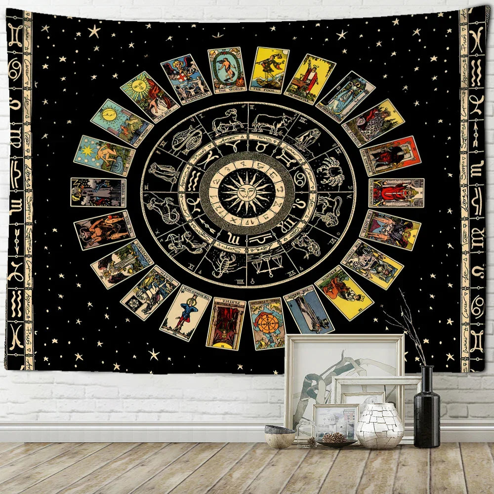 Decobites Zodiac Star Plate Mandala Tarot Tapestry for Aesthetics Home Decor