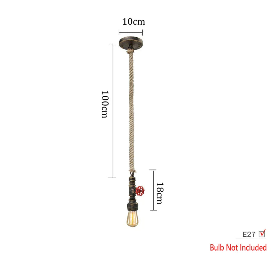 DecorBites™ Iron Pipe Pendant Lights Holder Retro Loft Indoor Ceiling Hanging Lamp