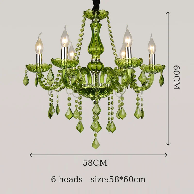 DecorBites™ Crystal Chandelier: Glamorous Green Lighting for Wedding Parlor, Bedroom, and More
