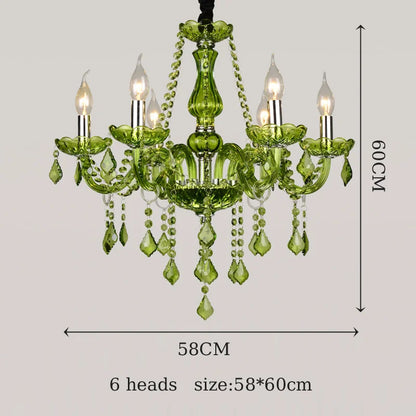 DecorBites™ Crystal Chandelier: Glamorous Green Lighting for Wedding Parlor, Bedroom, and More