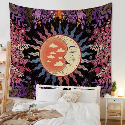 Decobites Mystic Flower Vines Tapestry: Vintage Hippie Wall Hanging, Small Size