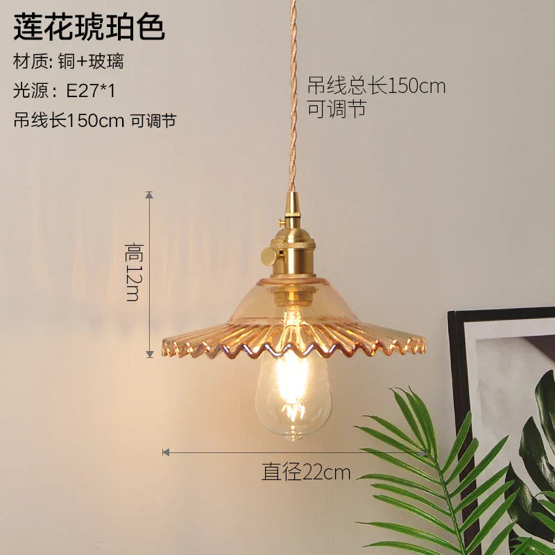 DecorBites™ Glass Copper Pendant Light: Modern Nordic Style Hanging Lamp for Kitchen, Dining, and Living Room