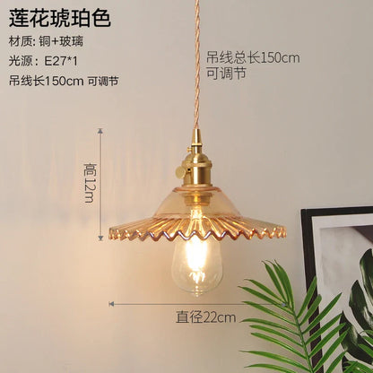 DecorBites™ Glass Copper Pendant Light: Modern Nordic Style Hanging Lamp for Kitchen, Dining, and Living Room