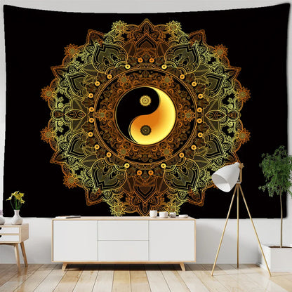 Decobites Mandala Pattern Tapestry Wall Hanging for Dark Hippie Aesthetics Room