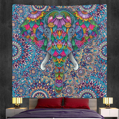 DecorBites™ Elephant God Mandala Tapestry: Bohemian Home Decor Hippie Style Large Tapestry