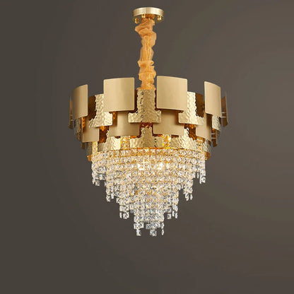 DecorBites™ Golden Crystal Stainless Steel Pendant Light for Stylish Foyer