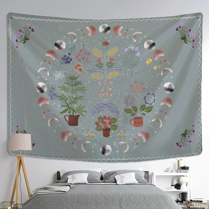 Decobites Moon Phase Celestial Tapestry Starry Sky Wall Hanging Hippie Home Decor