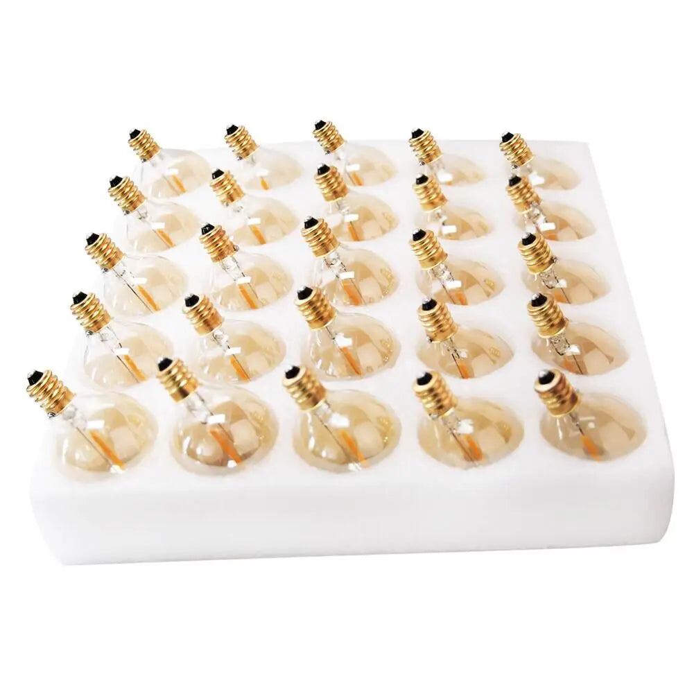 DecorBites™ G40 سلسلة مصابيح LED زجاجية كهرمانية بيضاء دافئة لتزيين الفناء، قابلة للتعتيم 1 وات