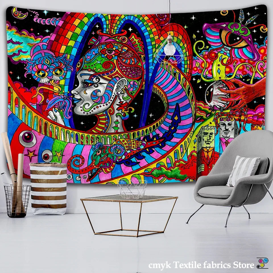 Decobites Trippy Tapestry Hippie Wall Hanging for Witchcraft Decor