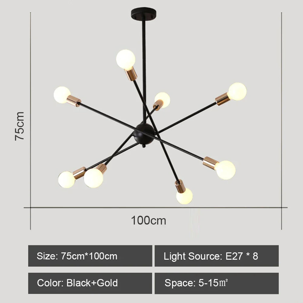 Lámpara de techo LED DecorBites™: Estilo Sputnik moderno e industrial para sala de estar y dormitorio
