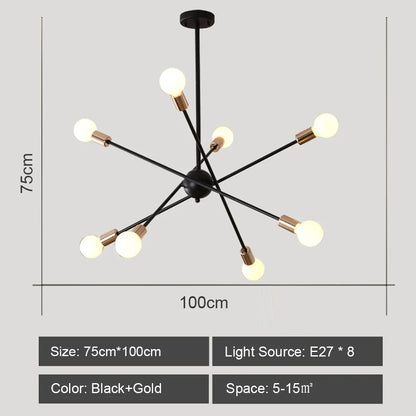 Lámpara de techo LED DecorBites™: Estilo Sputnik moderno e industrial para sala de estar y dormitorio