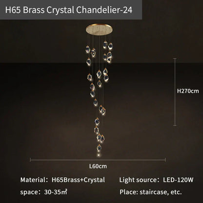 Lámpara de araña DecorBites™ Crystal Diamond para escalera de edificio dúplex, iluminación colgante para altillo