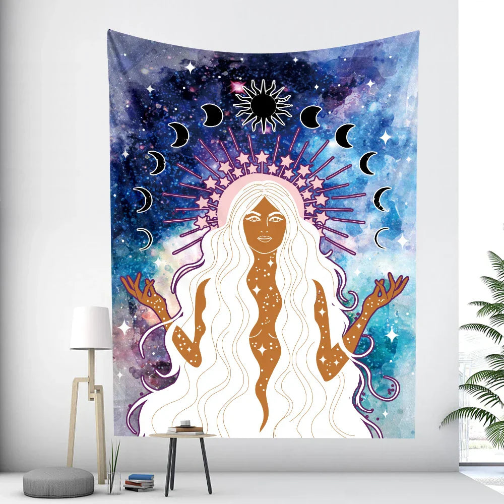 Decobites Bohemian Moon Tarot Tapestry for Home Decor and Yoga Mat